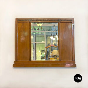 Specchio da parete con cornice in legno, 1950 ca.