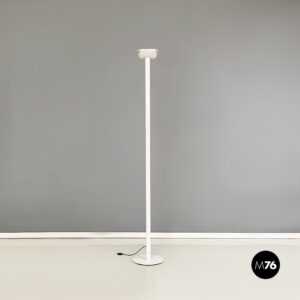 Lampada da terra in metallo bianco e vetro, 1980 ca.