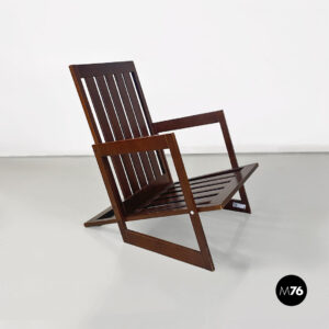 Poltrona a listelli di legno, 1980 ca.