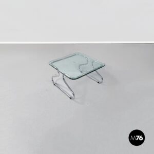 Tavolo da caffè in vetro e acciaio cromato, 1970 ca.