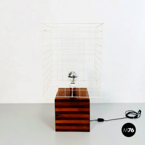 Lampada da tavolo con paralume metallico,  1980 ca.