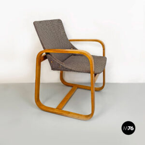 Poltrona in legno e tessuto,  1960 ca.