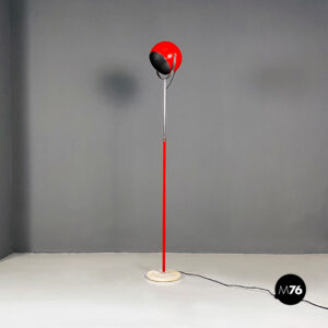 Lampada da terra in metallo rosso,  1970 ca.
