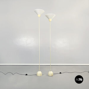 Lampade da terra in tessuto e metallo,  1980 ca.