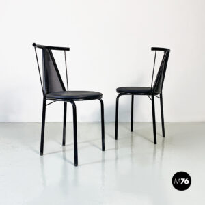 Sedie in metallo microforato nero, 1980 ca.