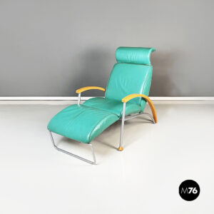 Poltrona in pelle verdeacqua allungabile,  1980 ca.