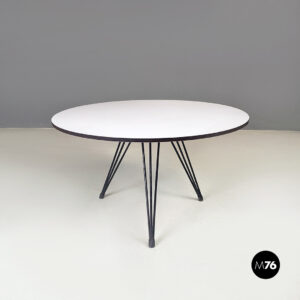 Tavolo da caffè in laminato bianco e metallo nero, 1960 ca.