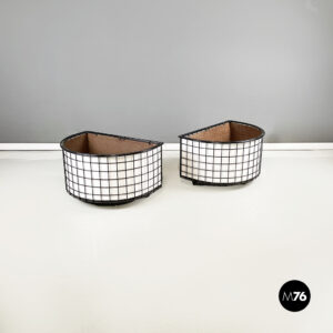 Fioriere in metallo nero e legno bianco, 1980 ca.