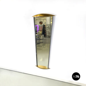 Specchio da parete in legno e metallo, 1980 ca.