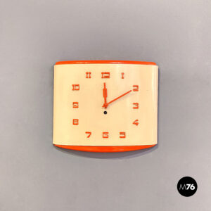 Orologio da parete in legno e metallo, 1960 ca.