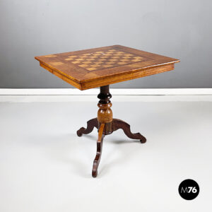 Wooden chessboard game table, 1900s