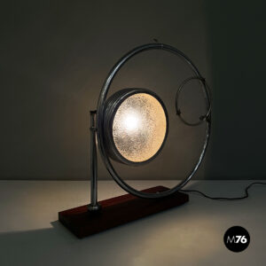 Lampada da tavolo in vetro e metallo, 1980 ca.