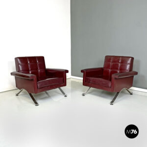 Poltrone bordeaux 875 di Ico Parisi per Cassina, 1960 ca.