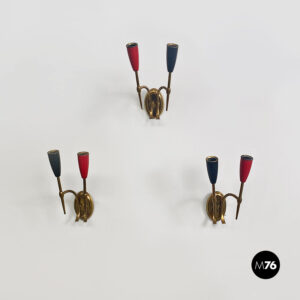 Applique a due bracci in ottone, 1950 ca.