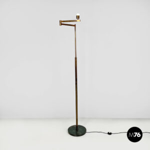 Lampada da terra orientabile in marmo e ottone, 1940 ca.