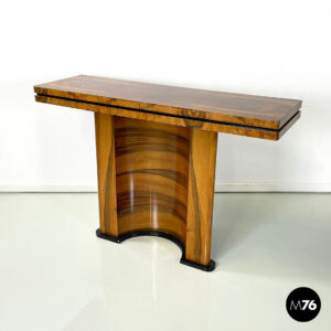 Consolle in legno naturale e nero, 1970 ca.