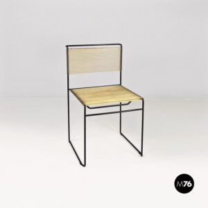 Sedia in metallo nero e plastica trasparente, 1980 ca.