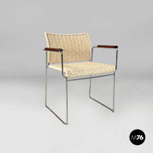 Sedia in corda, legno e metallo, 1970 ca.