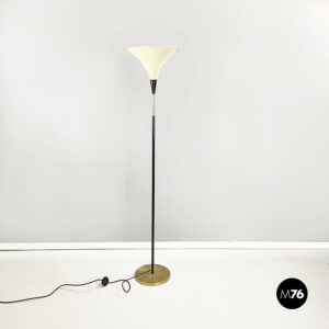 Lampada da terra in metallo e ottone, 1950 ca.