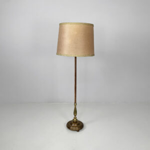 Lampada da terra in velluto e ottone, 1940 ca.