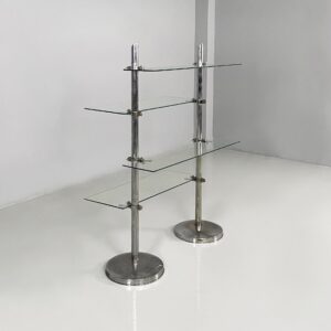 Libreria in metallo e vetro, 1980 ca.