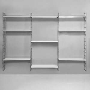 Libreria modulare da parete in acciaio e metallo bianco, 1980 ca.