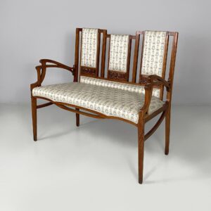 Panca in tessuto e legno, 1930 ca.