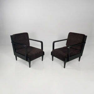 Poltrone in legno e velluto marrone, 1940 ca.