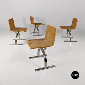 Straw and metal chairs, 1970s