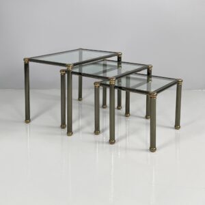 Tavoli da caffè in metallo e vetro, 1980 ca.
