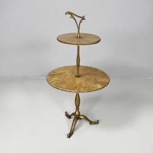 Tavolo da caffè in ottone e legno effetto marmo, 1960 ca.