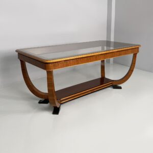 Tavolo da pranzo in vetro e legno, 1930 ca.