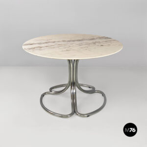 Tavolo in acciaio e marmo, 1970 ca.