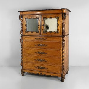 Credenza con specchi in legno tornito, 1930 ca.