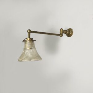 Lampada da parete in ottone e vetro, 1940 ca.