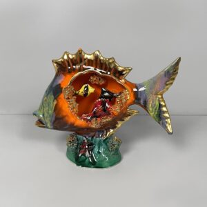 Scultura a forma di pesce in ceramica, 1950 ca.