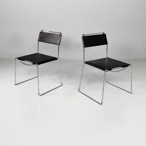Sedie in pelle e acciaio, 1980 ca.