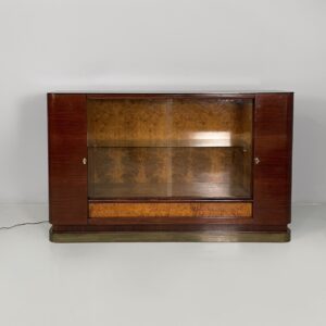 Mobile bar con lampada in legno, vetro e specchio, 1930 ca.