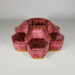 Poltrone in tessuto e legno, 1970 ca.