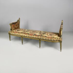 Panca in legno e tessuto, 1800 ca.