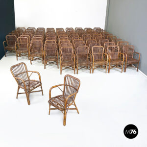 Sedie con braccioli in rattan, 1960 ca.