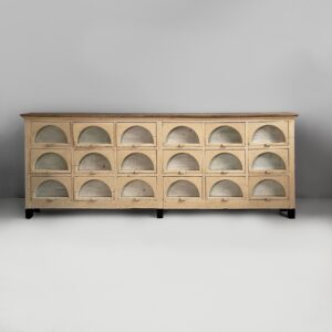 Cassettiera in legno e vetro, 1930 ca.