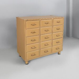 Cassettiera in pelle beige, 2000 ca.