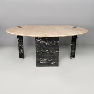 Consolle da parete in marmo rosa e nero, 1980 ca.