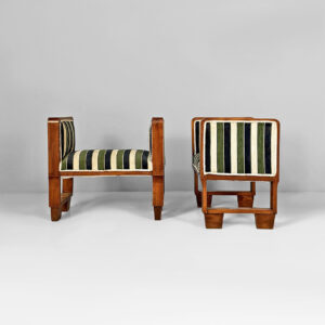 Pouf in legno e tessuto, 1930 ca.