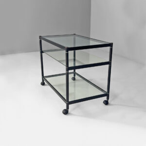 Carrello in metallo e vetro, 1970 ca.