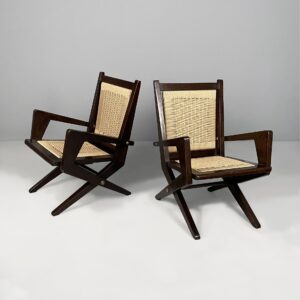 Poltrone in legno e paglia, 1940 ca.