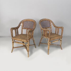 Sedie in rattan e rattan azzurro, inizio 1900 ca.