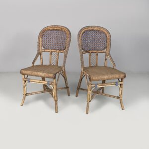 Sedie in rattan e rattan azzurro, inizio 1900 ca.