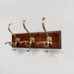 Appendiabiti da parete in legno e ottone, 1920 ca.